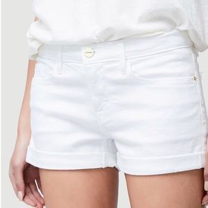 Frame Le Cut Off Cuffed White Denim Shorts